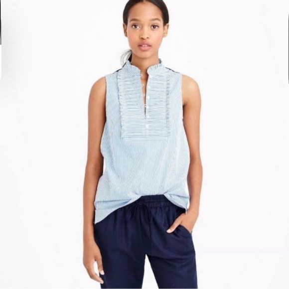 J Crew Striped Tuxedo Sleeveless Top 4 - Picture 1 of 10
